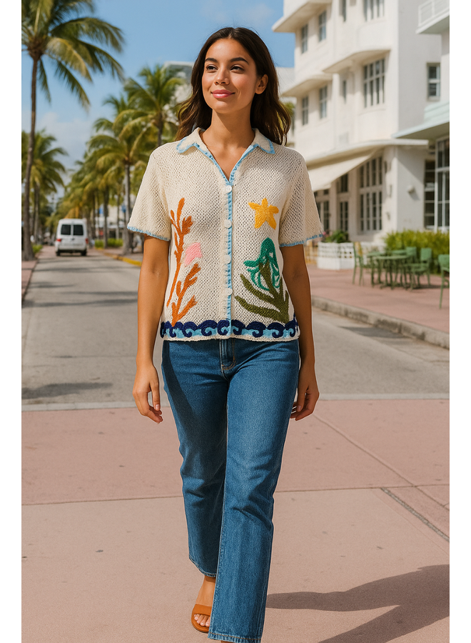 Ocean Multi Thread Embroidered Shirt