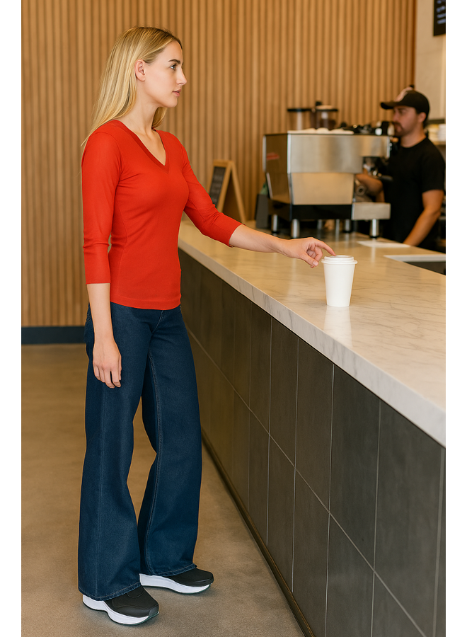 Petit Pois Sport V-Neck in Pompei Red