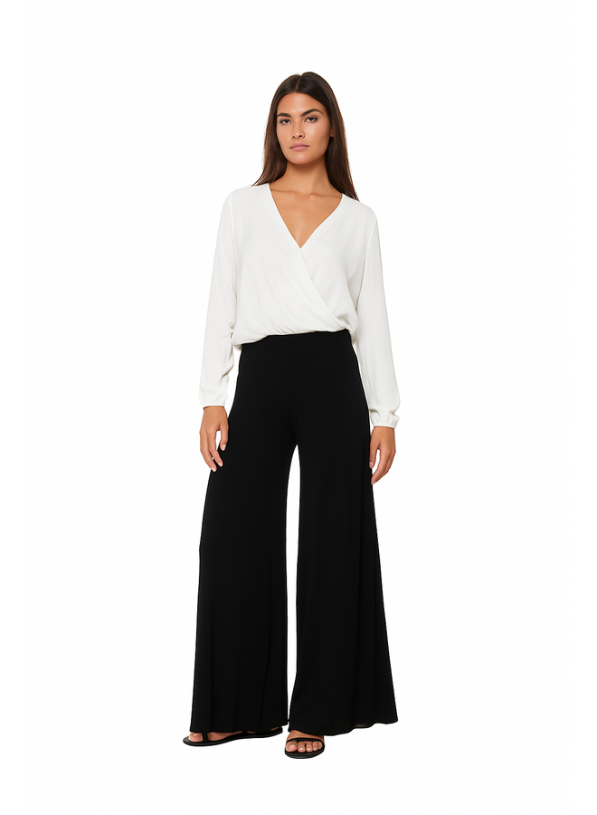 Petit Pois Lined Palazzo Pant in Black