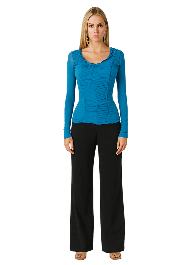 Petit Pois Draped Front Top in Sapphire Blue