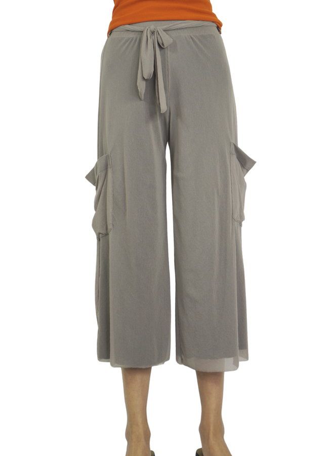 Petit Pois Cropped Wide Leg Pant in Khaki