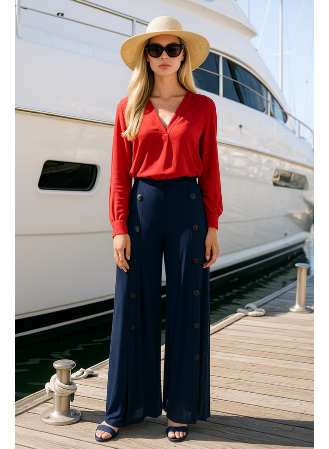 Petit Pois Palazzo Sailor Pant In Midnight Blue