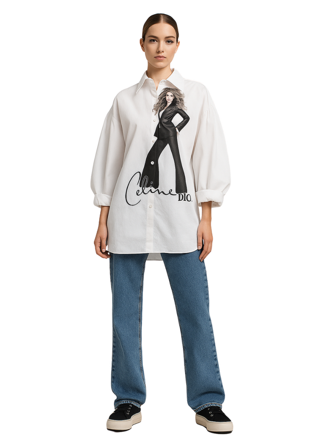Celine Dion Drop Sleeve Big Shirt