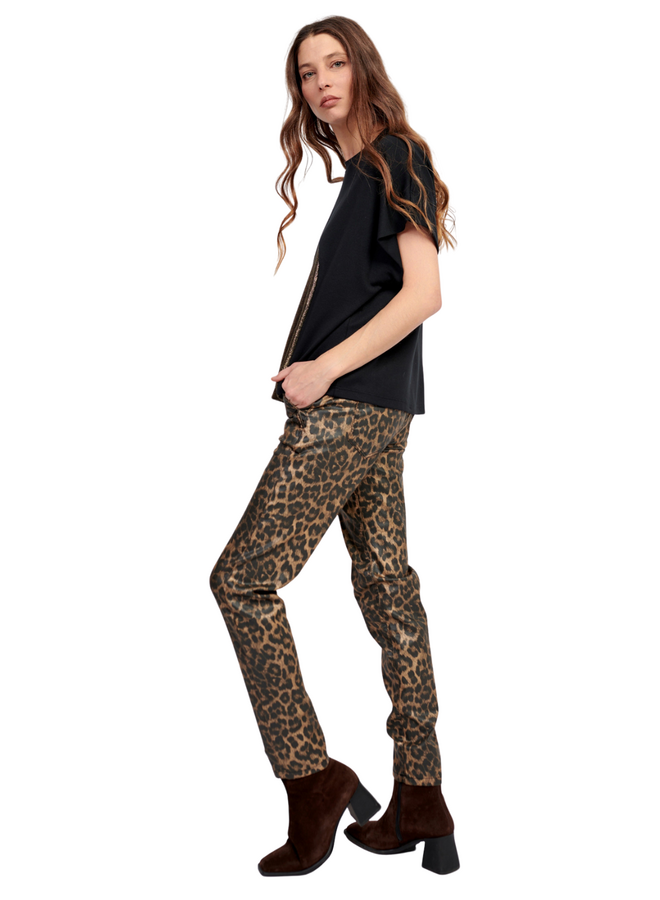 Alembika Animal Stretch Iconic Jeans In Brown Leopard
