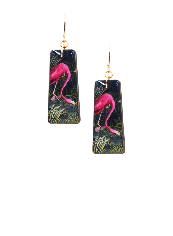 Vintage Image Flamingo Earrings