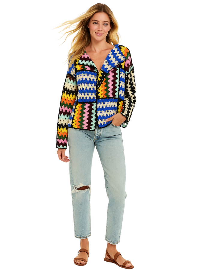 Multi-Color Crochet Cardigan