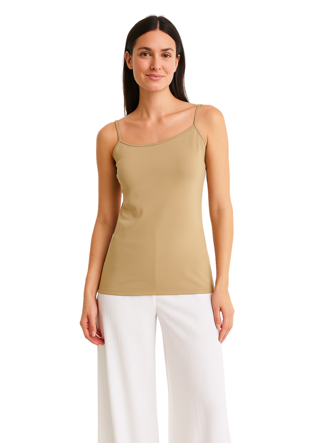 Renuar Knit Strap Tank In Fawn