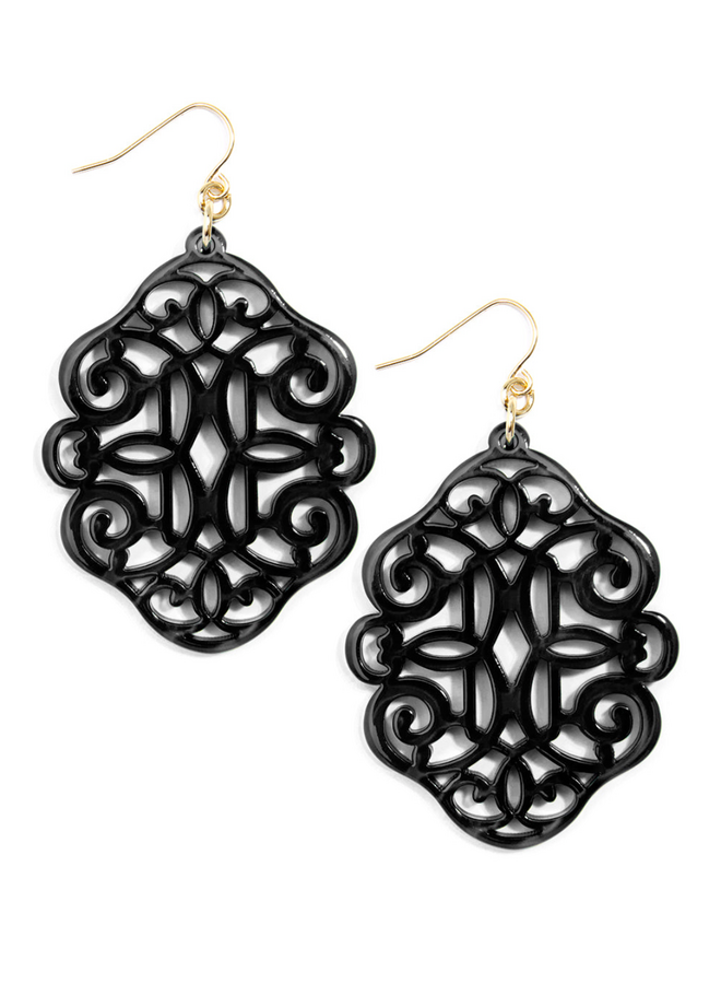 Regal Resin Earrings In Black