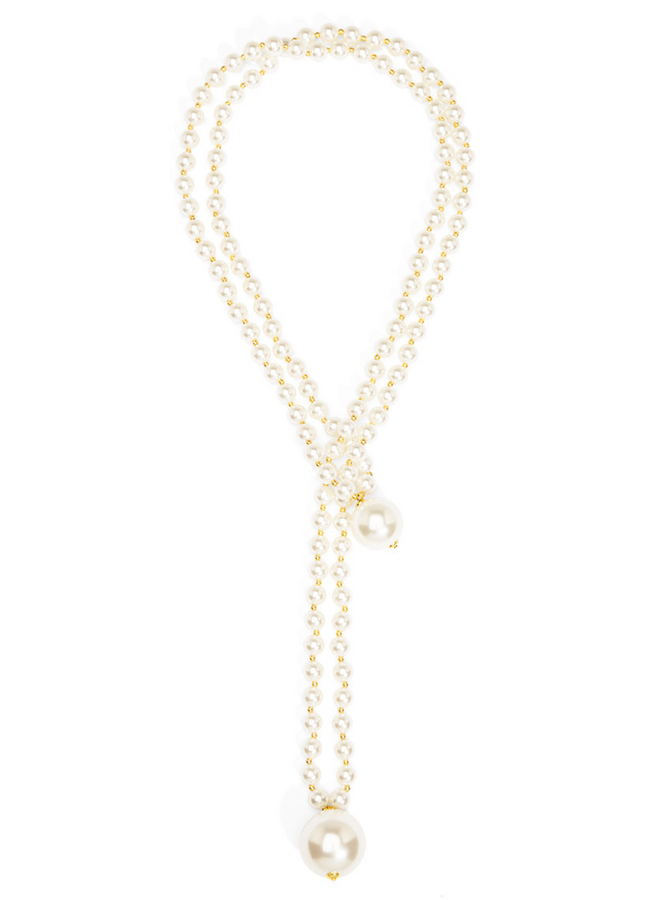 Double Pearl Long Necklace