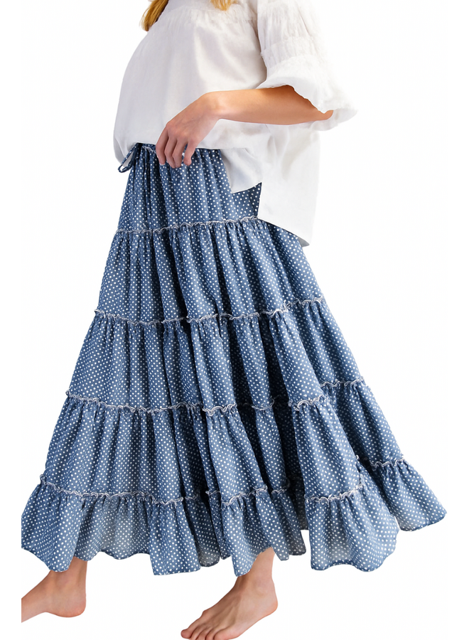 Polka Dot Tiered Boho Skirt