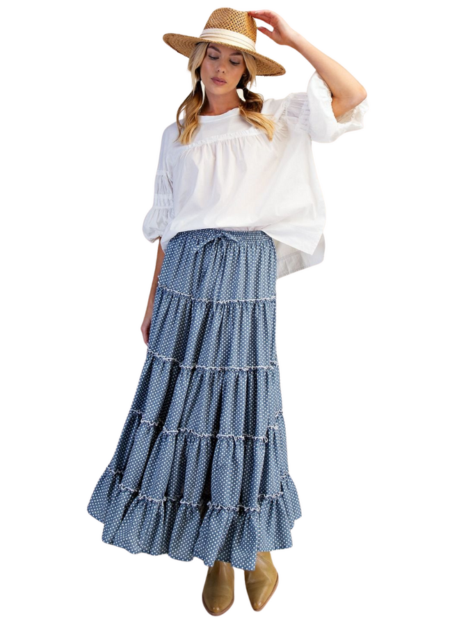 Polka Dot Tiered Boho Skirt