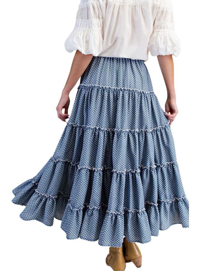 Polka Dot Tiered Boho Skirt