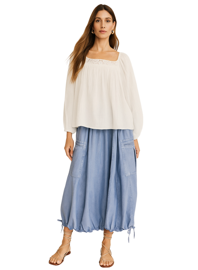 Twill Cargo Maxi Skirt