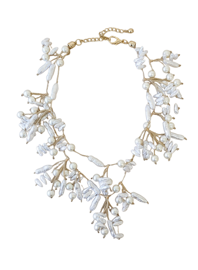 Coastal Pearl and Silk Necklace