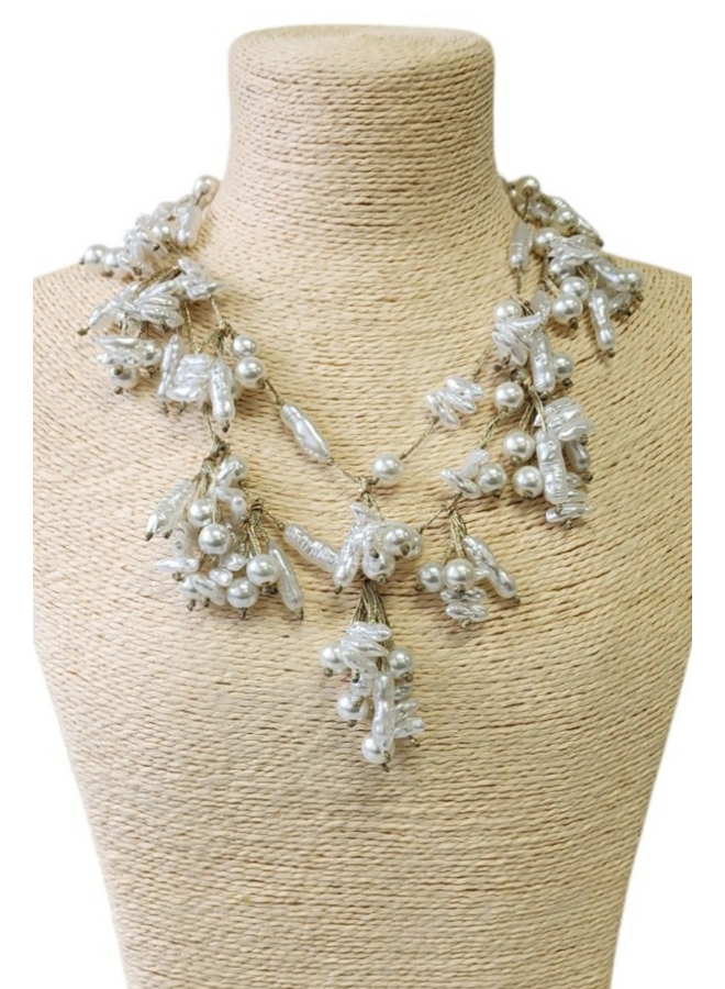 Coastal Pearl and Silk Necklace