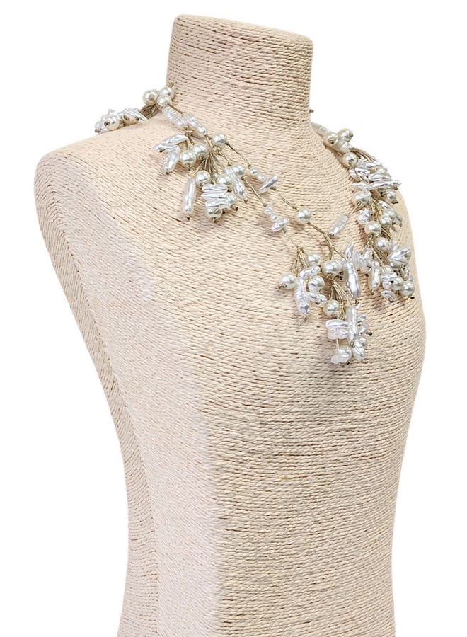 Coastal Pearl and Silk Necklace