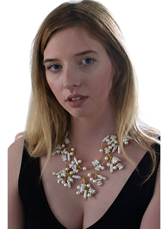 Coastal Pearl and Silk Necklace