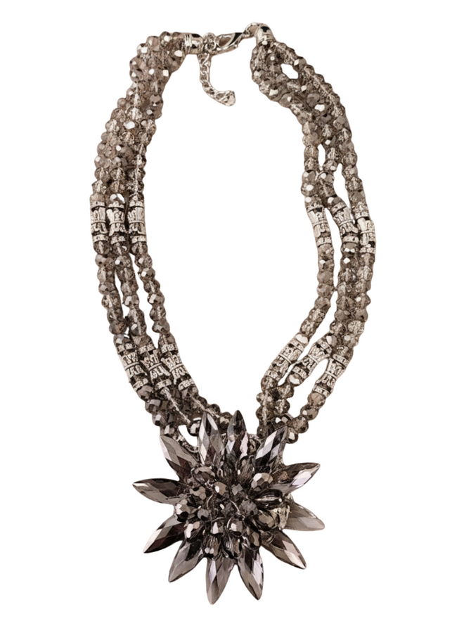 Silver Crystal Starburst Necklace