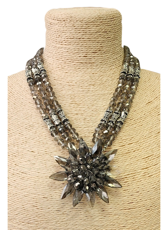 Silver Crystal Starburst Necklace