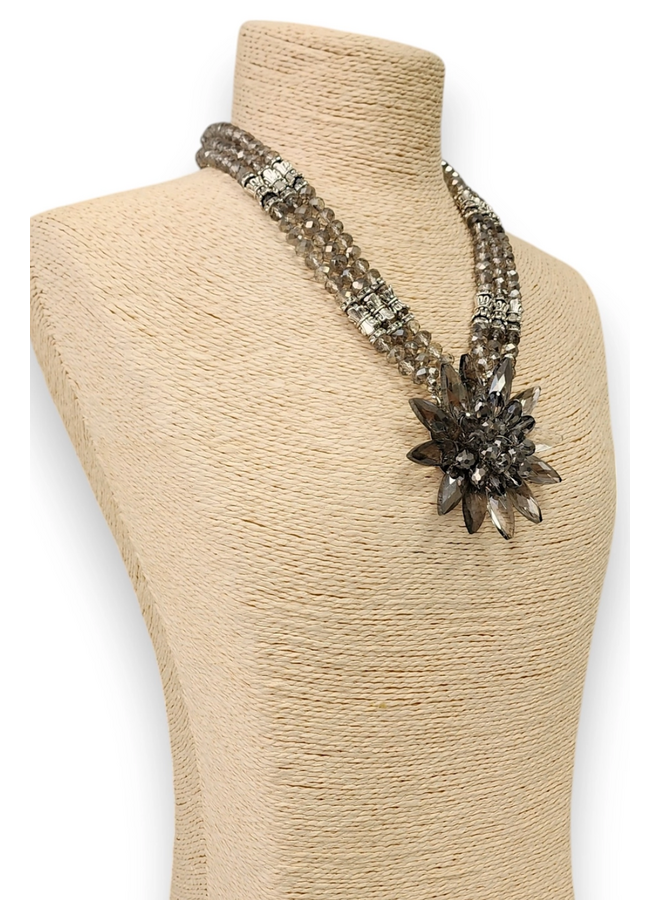 Silver Crystal Starburst Necklace