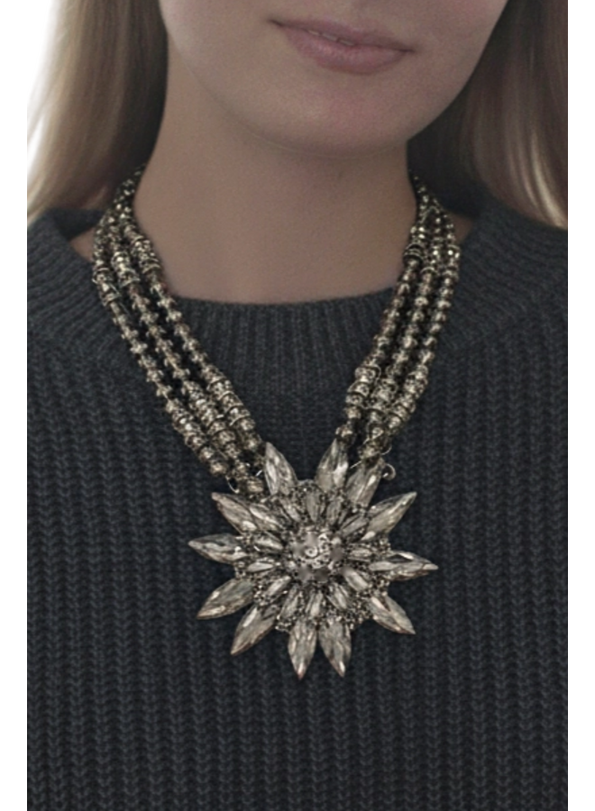 Silver Crystal Starburst Necklace