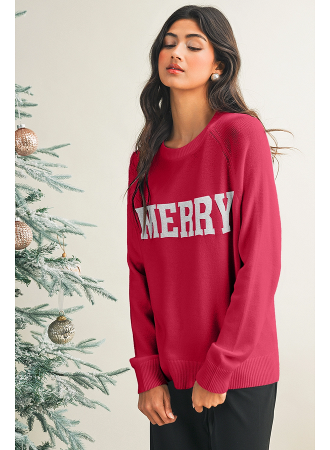 Knit Merry Sweater in Red