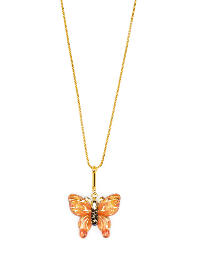Butterfly Pendant Necklace in Orange