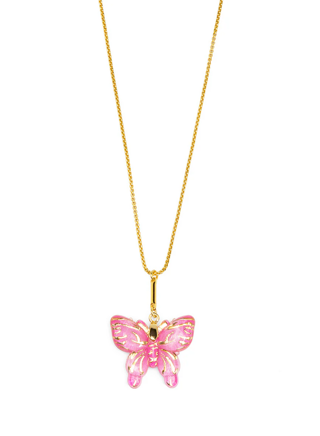 Butterfly Pendant Necklace in Hot Pink