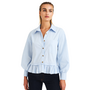 Ruffle Poplin Shirt In Peri Blue