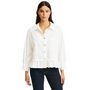 Ruffle Poplin Shirt In White