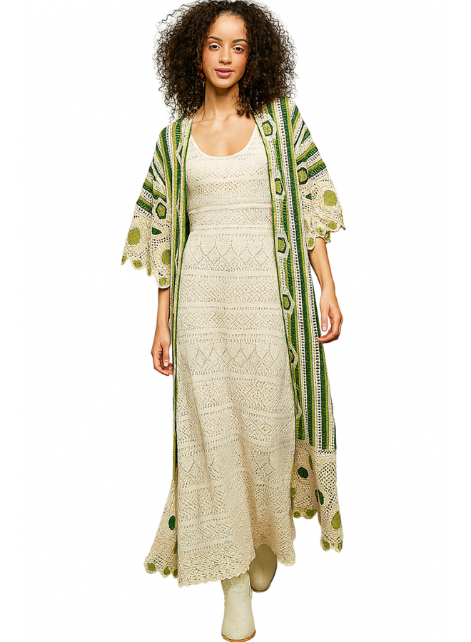 Crochet Open Cardigan in Green