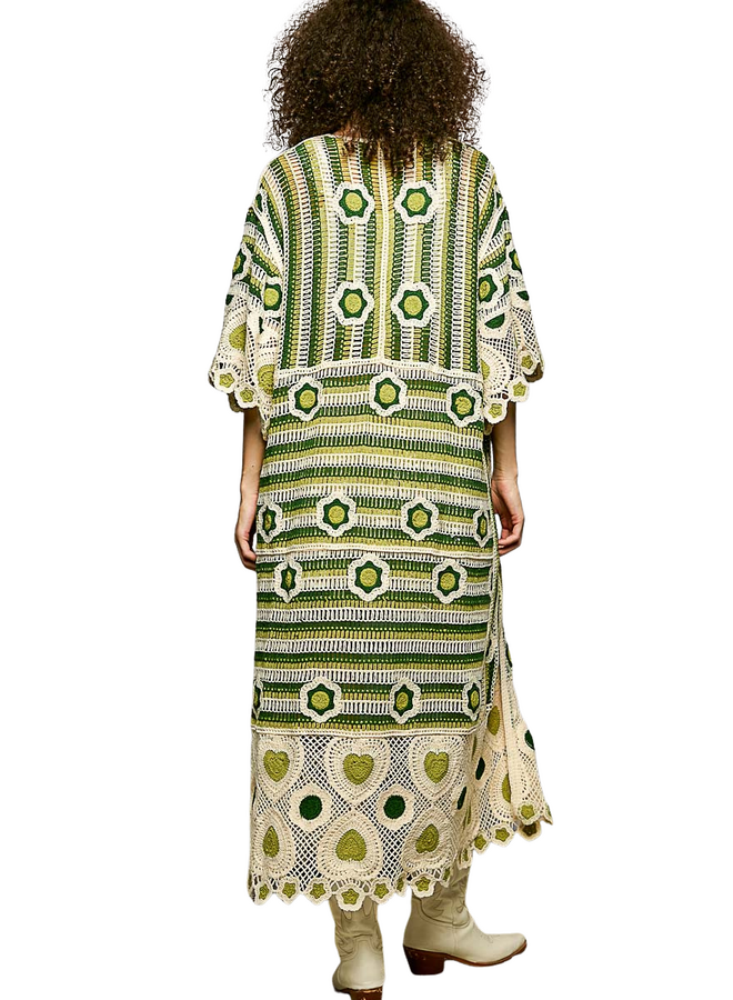 Crochet Open Cardigan in Green