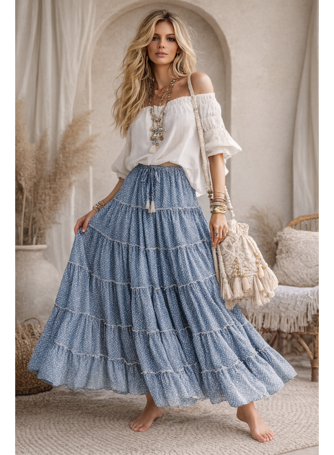 Polka Dot Tiered Boho Skirt
