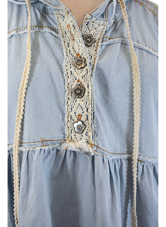 Denim & Crochet Hoodie