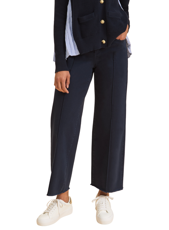 French Dressing Olivia Fringed Wide Leg Jean in Navy