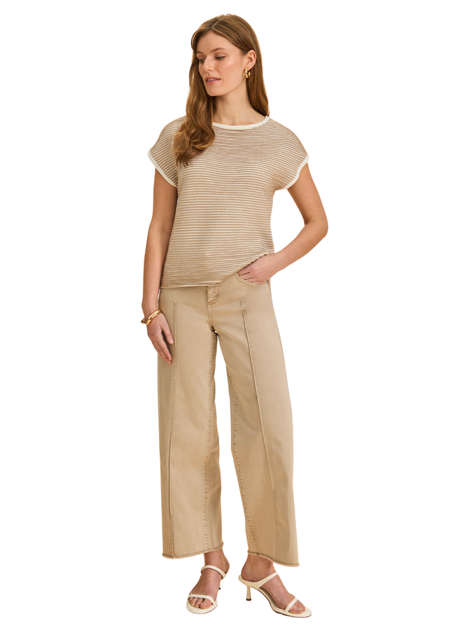 French Dressing Olivia Fringed Wide Leg Jean in Sand