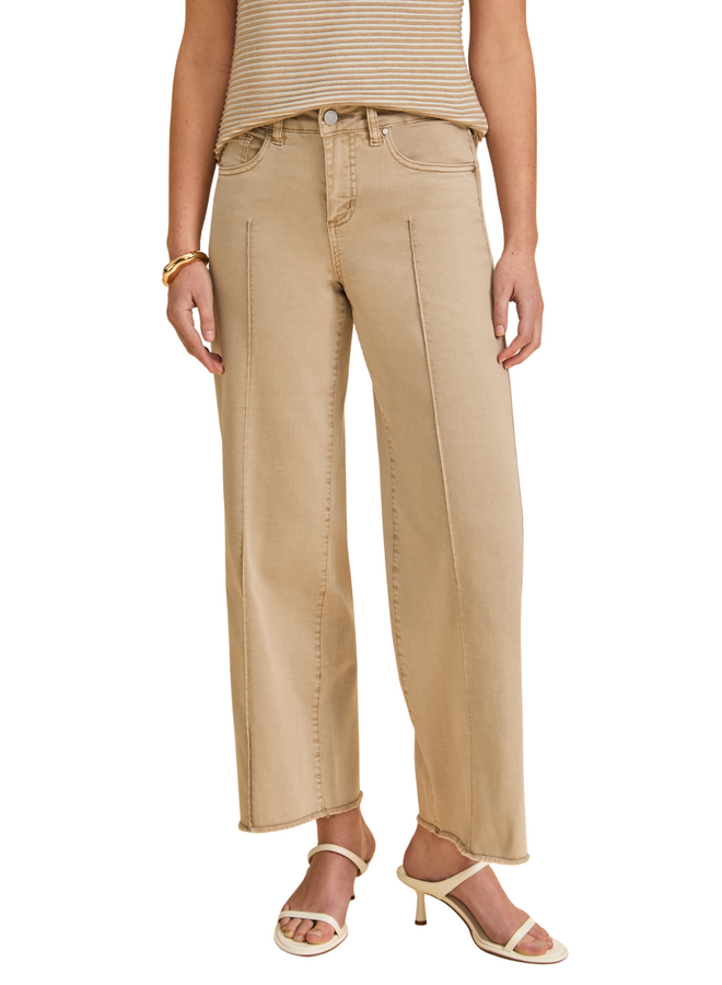 French Dressing Olivia Fringed Wide Leg Jean in Sand