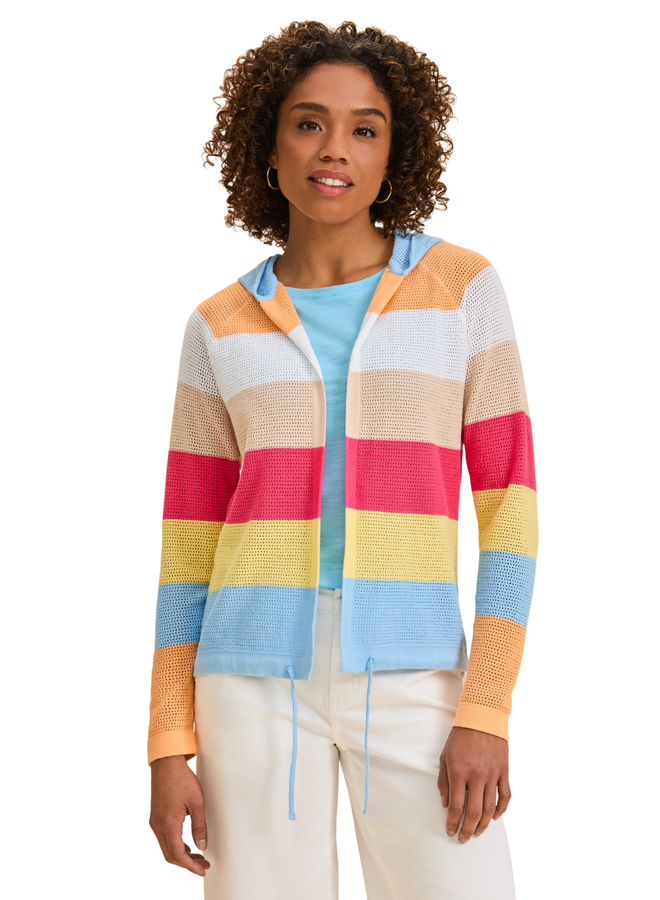 French Dressing Spritz Striped Hoodie Cardigan