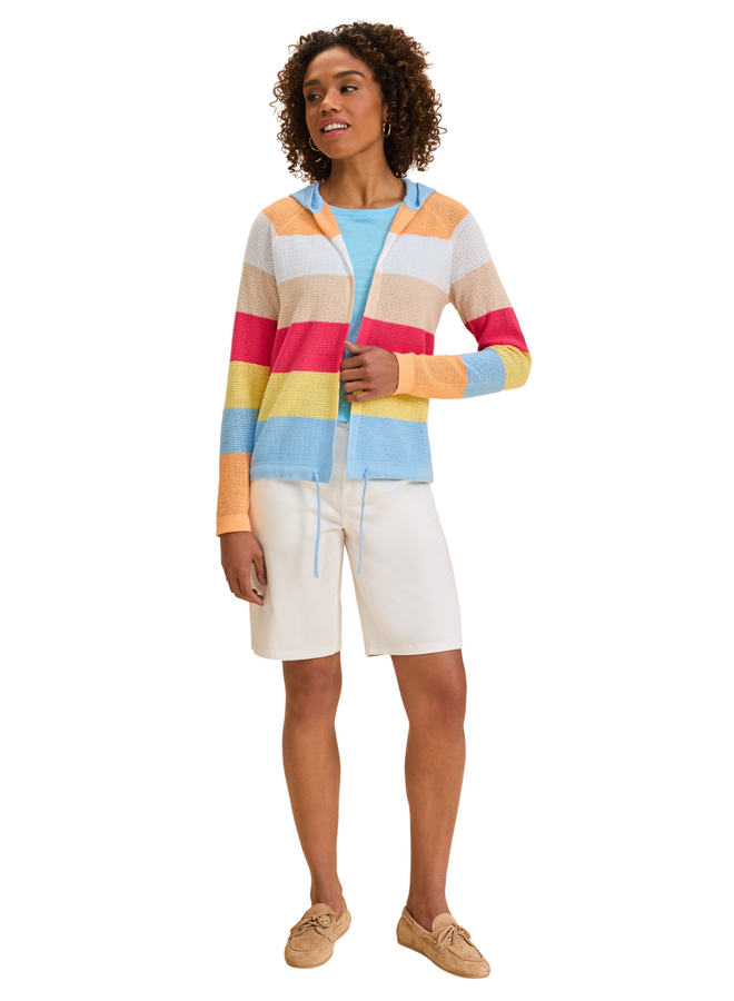 French Dressing Spritz Striped Hoodie Cardigan