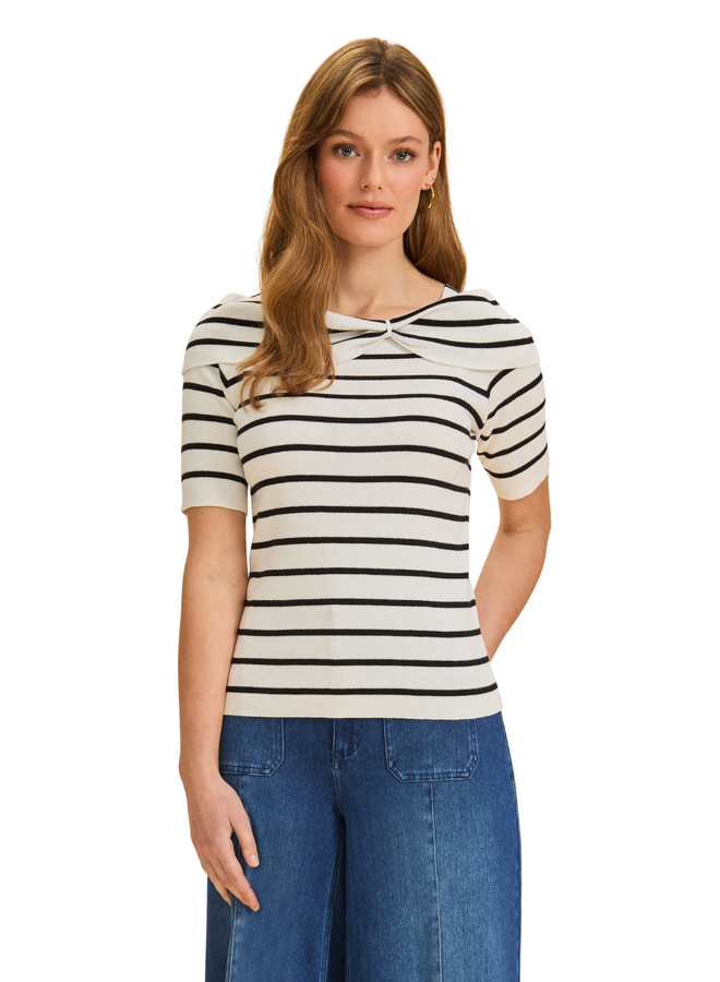 French Dressing Boatneck Striped Knit Top
