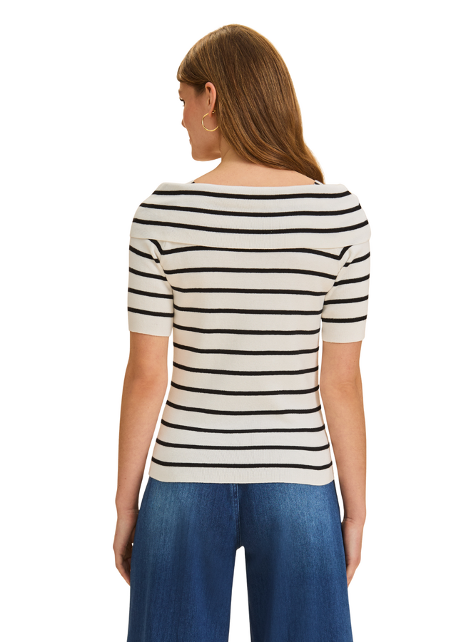 French Dressing Boatneck Striped Knit Top in Two Colors