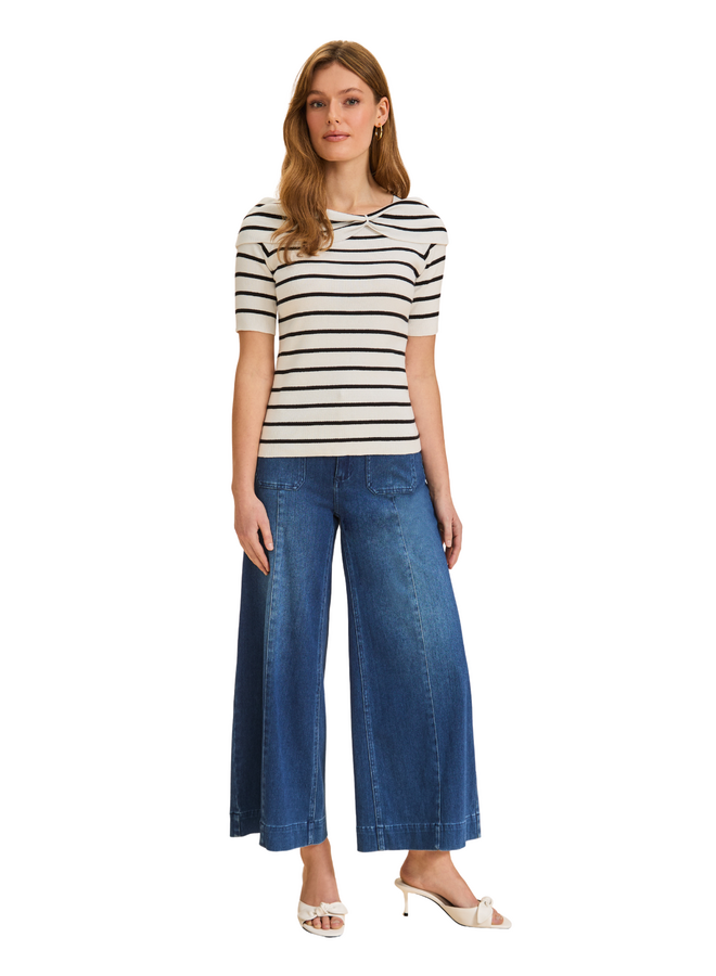 French Dressing Boatneck Striped Knit Top