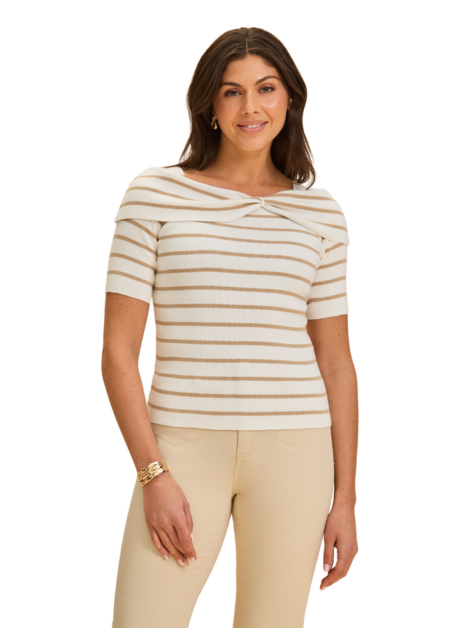 French Dressing Boatneck Striped Knit Top