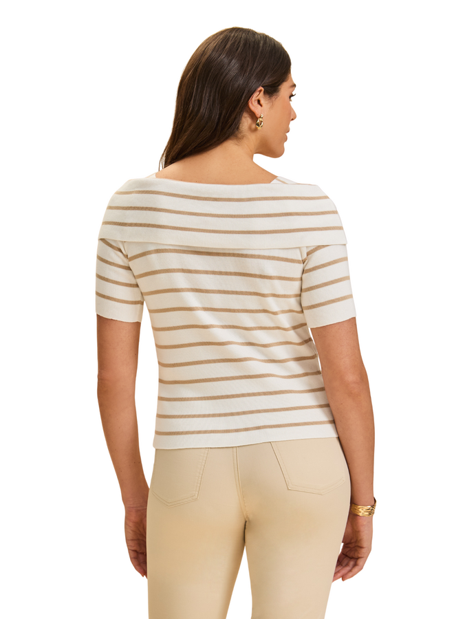 French Dressing Boatneck Striped Knit Top
