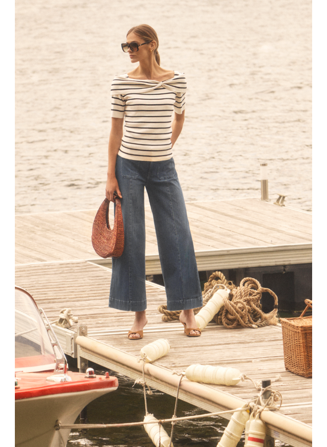 French Dressing Boatneck Striped Knit Top in Two Colors