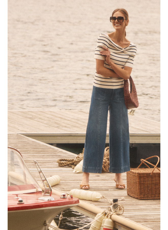 French Dressing Boatneck Striped Knit Top