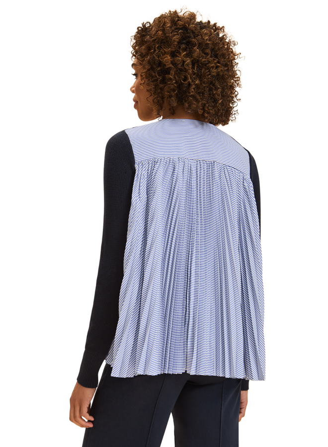 French Dressing Mixed Media Pleated Cardigan