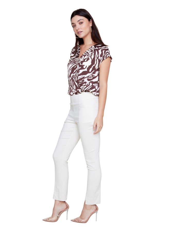 Renuar Pull-On Front Seam Pant in White