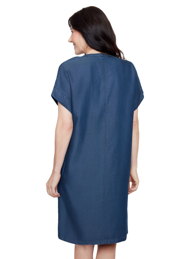 Renuar Tencel V-Neck Pocket Dress