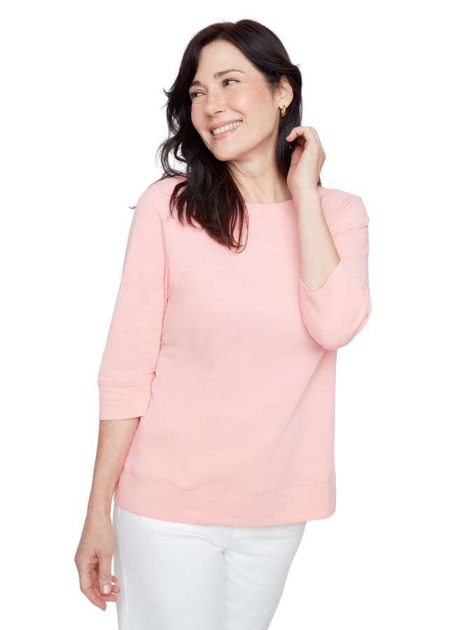 Renuar 3/4 Sleeve Comfort Tee in Peaches